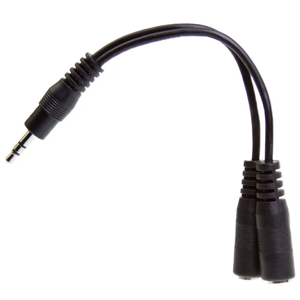 3.5mm Stereo Y Cable, 3.5mm M to Dual 3.5mm F - 6 Inch